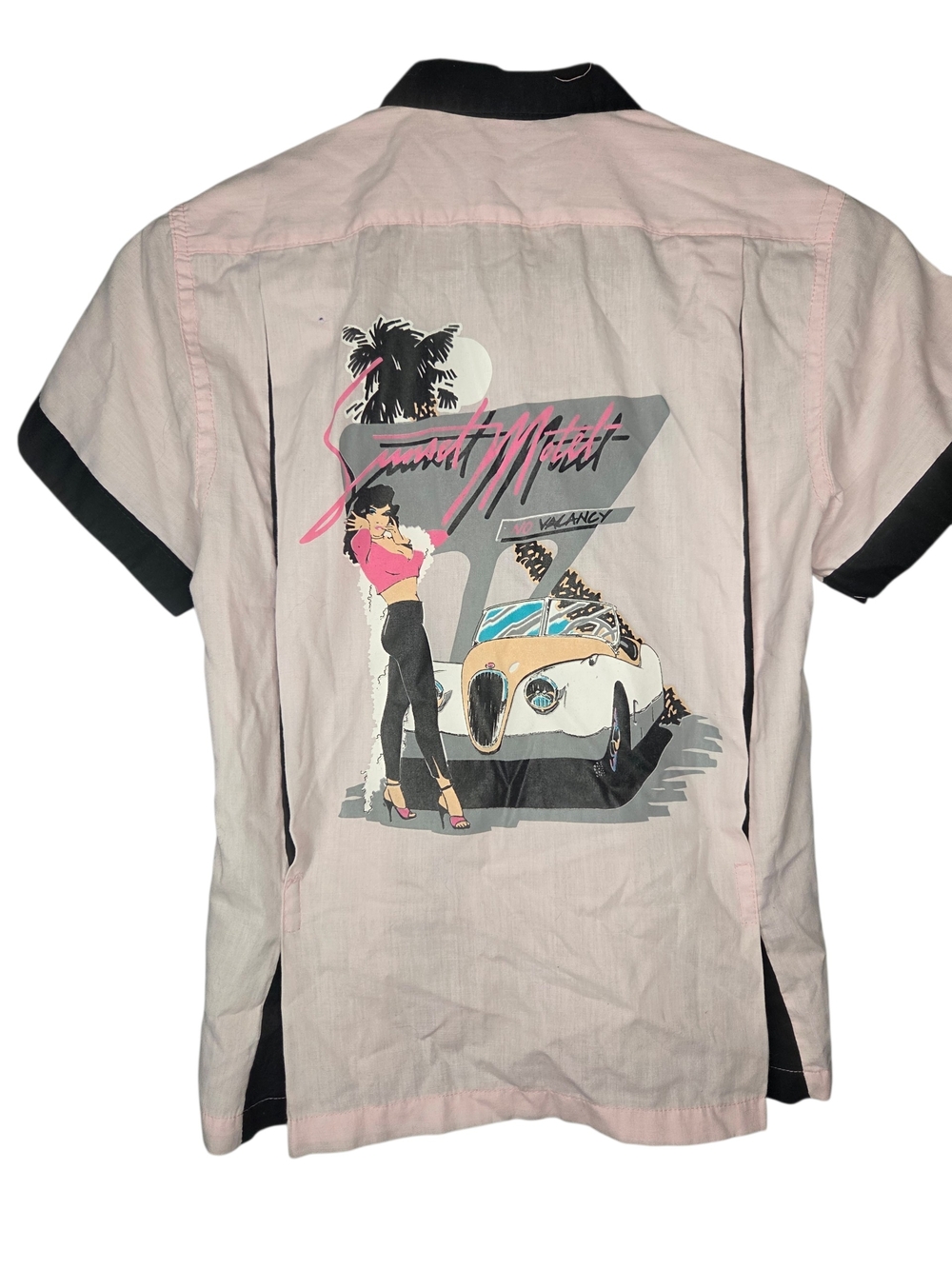 Vintage Pink Button Down Sunset Motel Shirt Pin Up Size Small